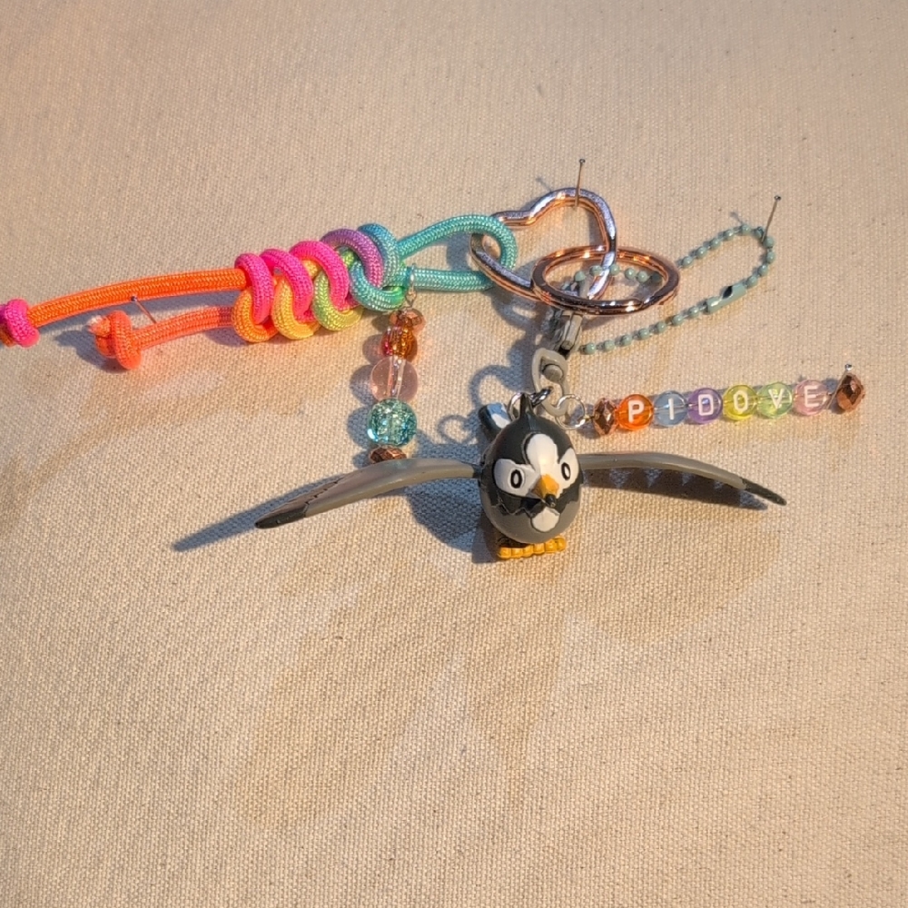 Pokemon Starly Upcycled Handmade Bag Charm Keychain